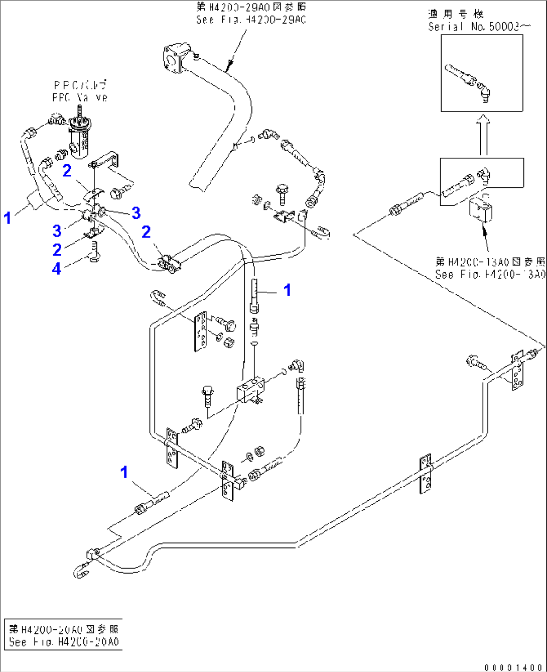 OPERATOR AREA (P.P.C. VALVE LINE) (UNDER THE CAB) (2/2)(#50079-)