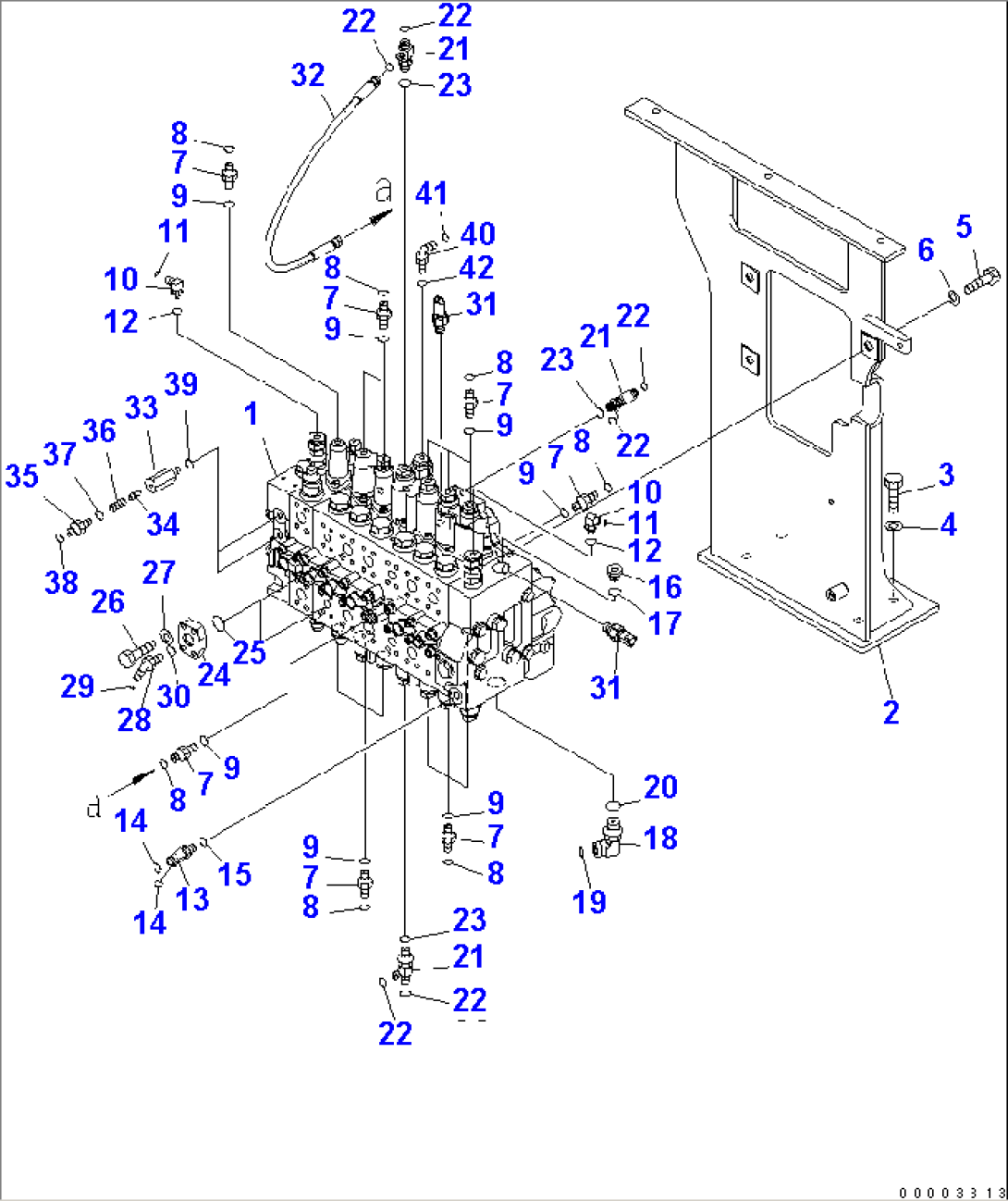 MAIN VALVE AND MOUNTING PARTS (FOR 1-PIECE BOOM WITH 1 ATT.)