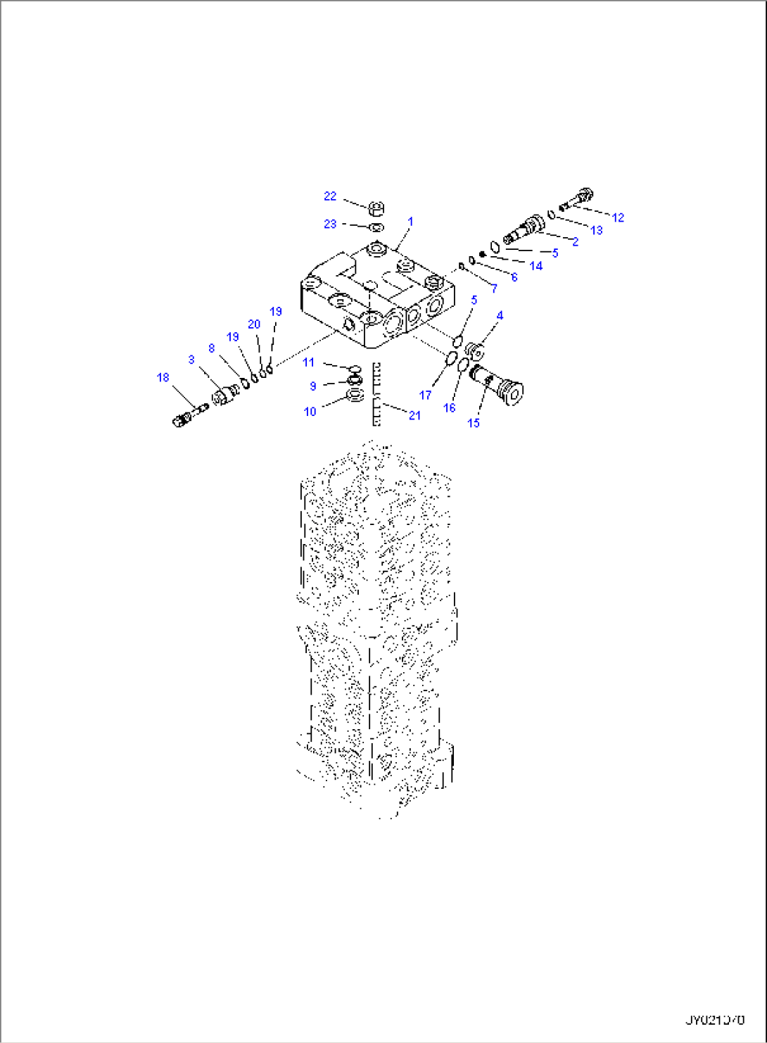 MAIN CONTROL VALVE, FOR MACHINE WITH 2-PIECE BOOM, INNER PARTS (6/15)