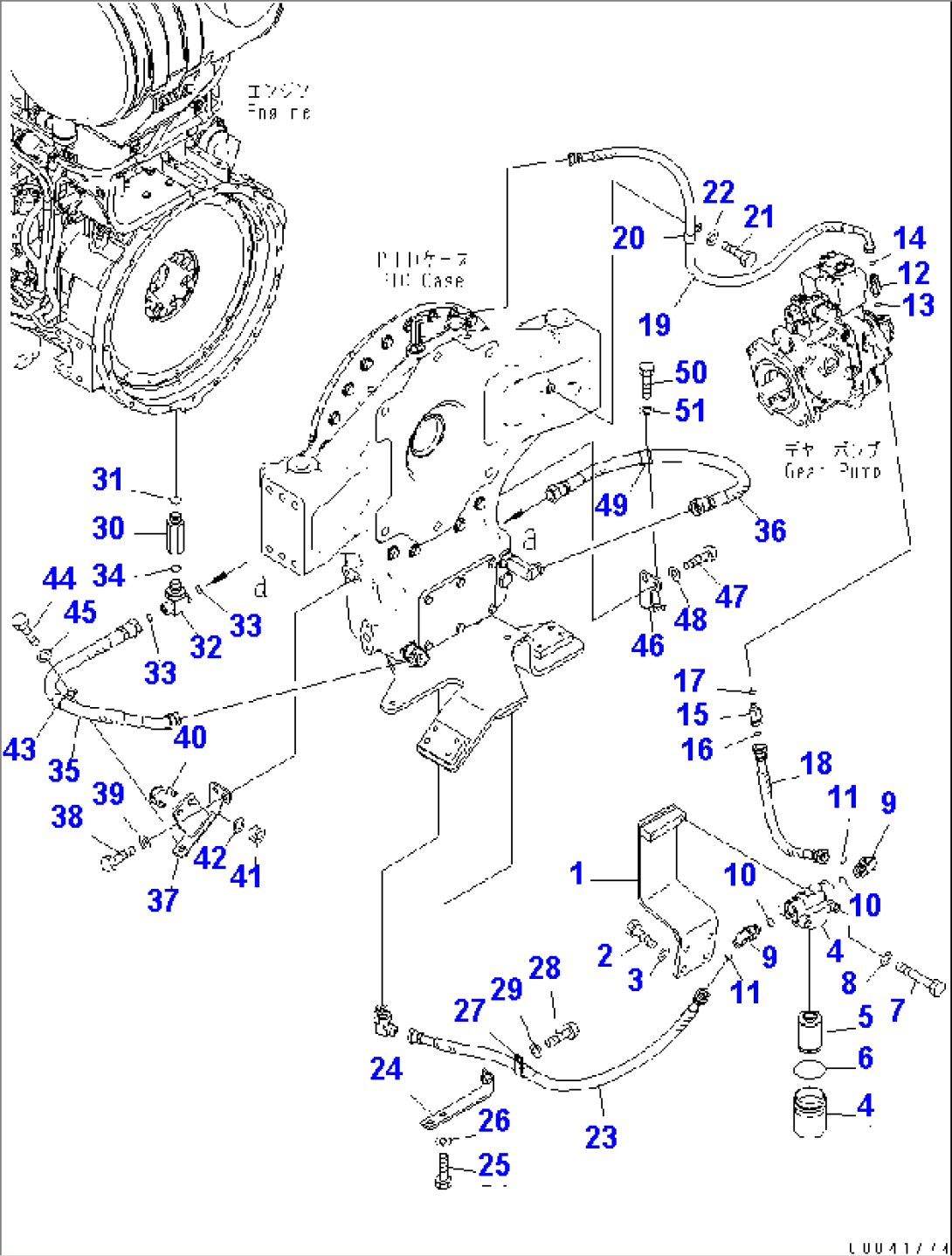 POWER TAKE OFF (LUBRICATION LINES)(#10001-)