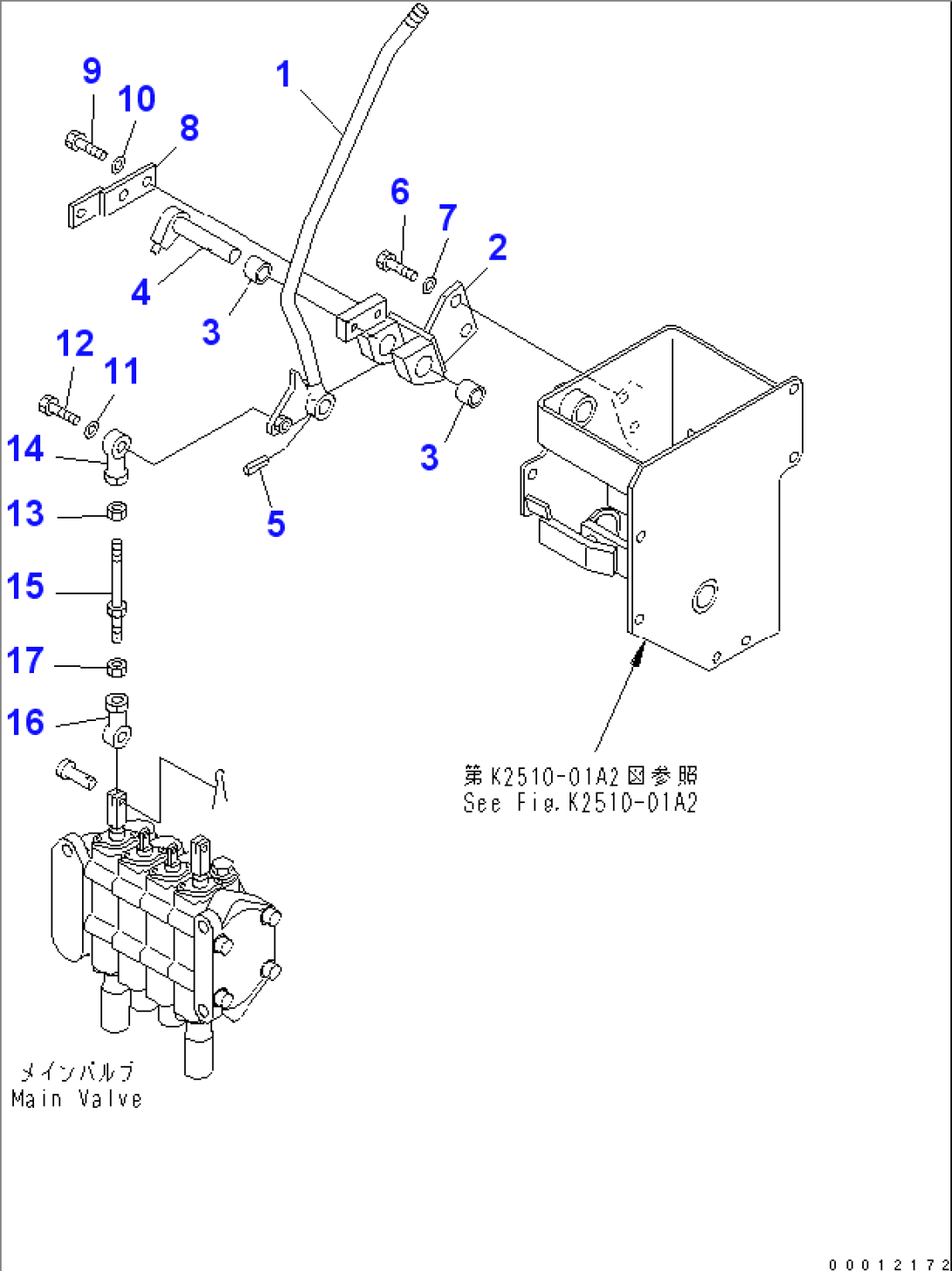WORK EQUIPMENT CONTROL (ATTACHMENT LEVER) (FOR PAT DOZER) (FOR 3-POINT HITCH)(#90001-)