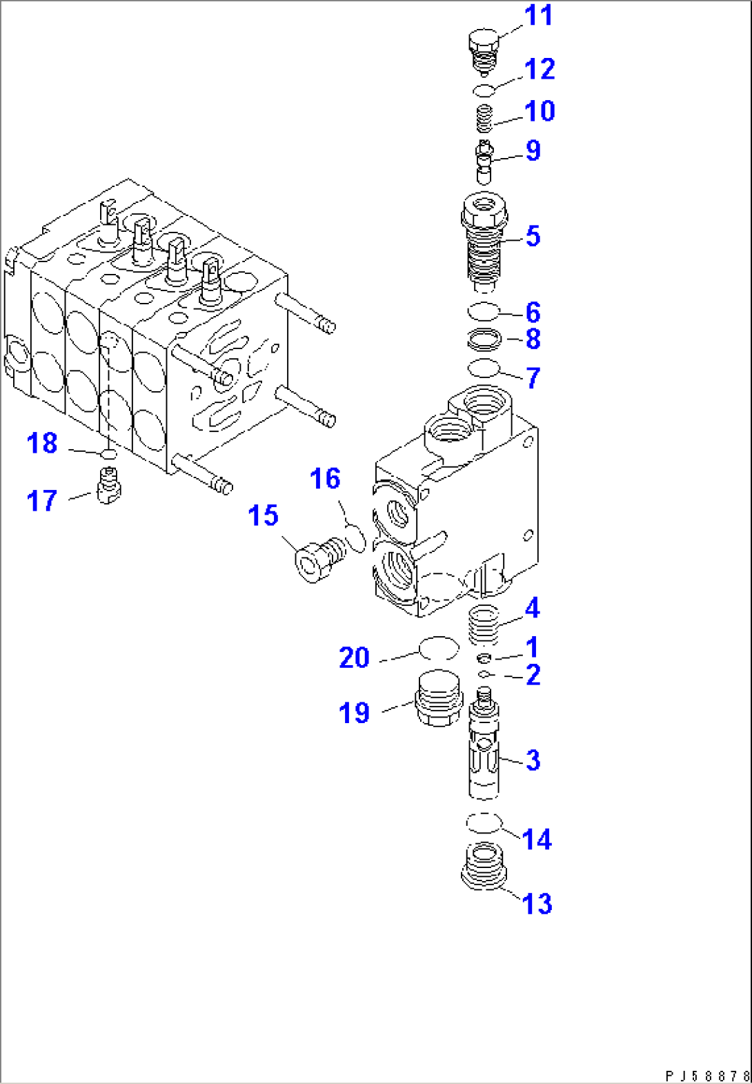 HYDRAULIC CONTROL VALVE¤ L.H. (4-SPOOL) (2/3)