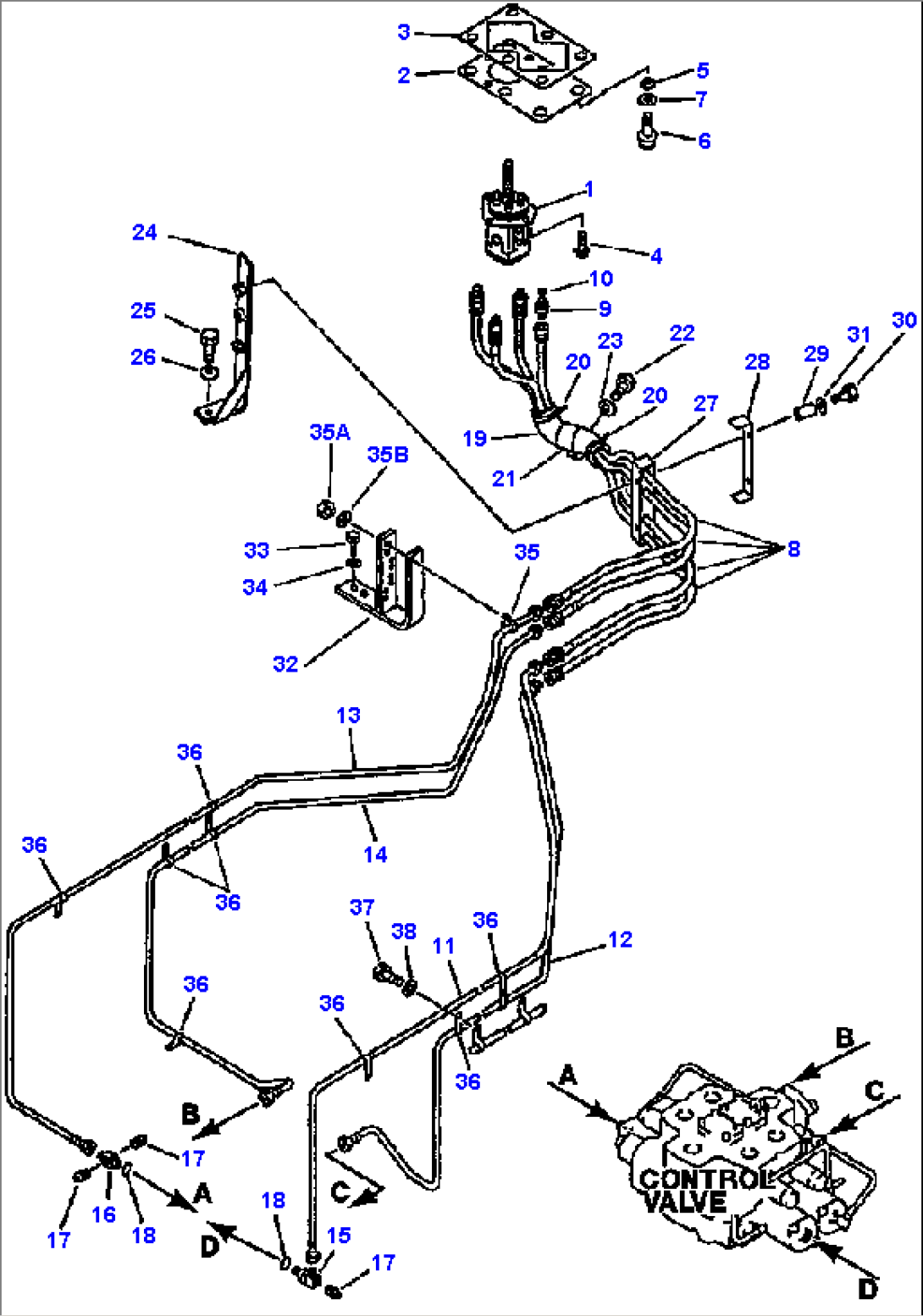 HYDRAULIC PIPING P.P.C. VALVE TO CONTROL VALVE (1/2)