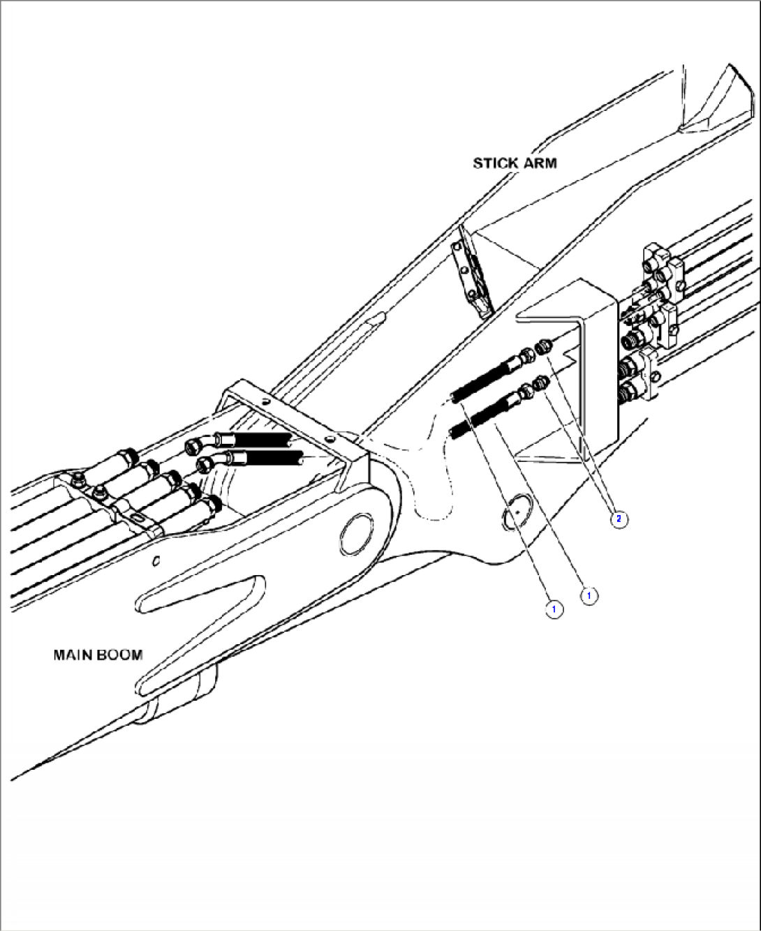 T5113-01A0 MAIN BOOM TO STICK ARM PIPING BAR AND INTERMITTENT SAW PRESSURE & RETURN FUNCTION