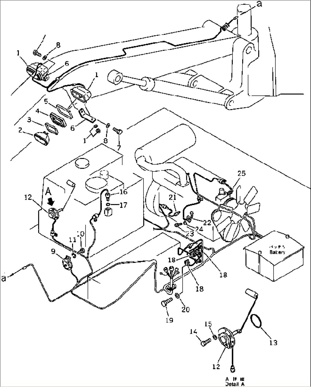 ELECTRICAL SYSTEM (RELATED PARTS) (F/LONG LEVER CONT.) (W/AUTO DECEL.¤ SWING MECHANICAL BRAKE)(#12001-12019)