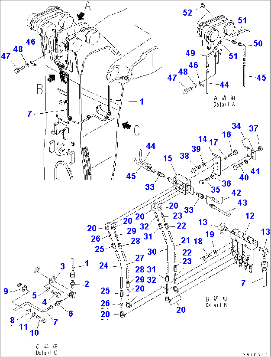 ARM (3.9M) (LUBRICATION LINE) (BACKHOE) (WITH AUTO GREASING) (FOR LINCOLN) (1/2)(#11002-)