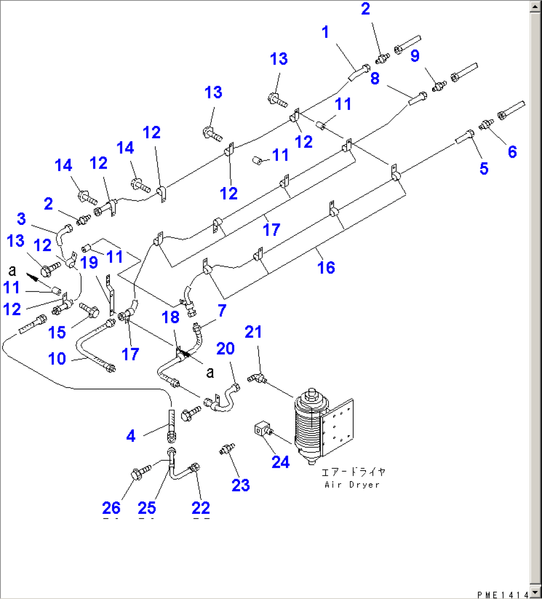 AIR DRYER PIPING (2/3) (COMPRESSOR TO AIR DRYER 2/2)(#10001-10111)