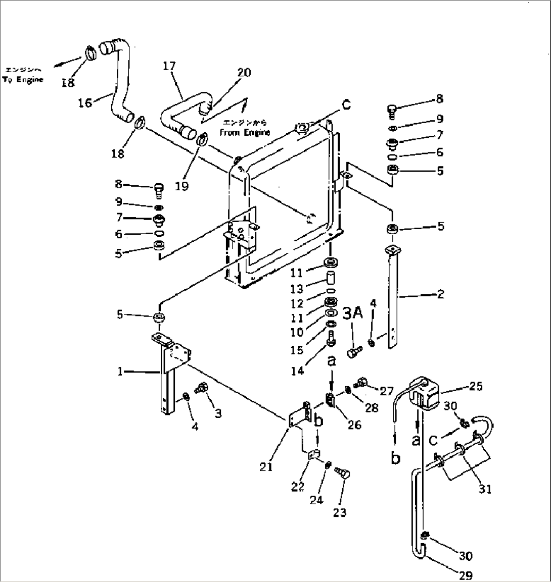 RADIATOR MOUNT AND PIPING