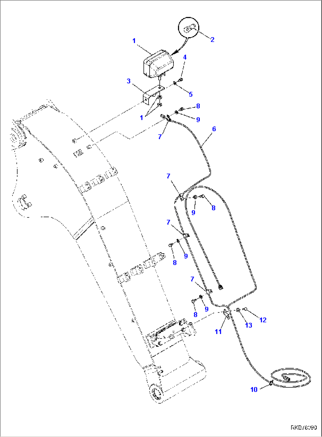 2-PIECE BOOM, FOR MACHINE WITH 2-ADDITIONAL ACTUATOR CIRCUIT AND BOOM HOLDING VALVE AND QUICK COUPLER, ADDITIONAL WORKING LAMP