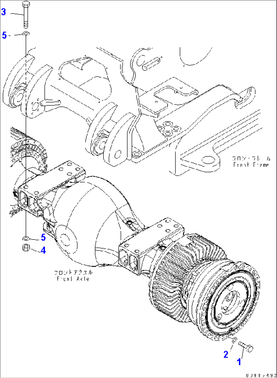 FRONT AXLE (WHEEL MOUNTING AND AXLE MOUNTING)(#55001-)