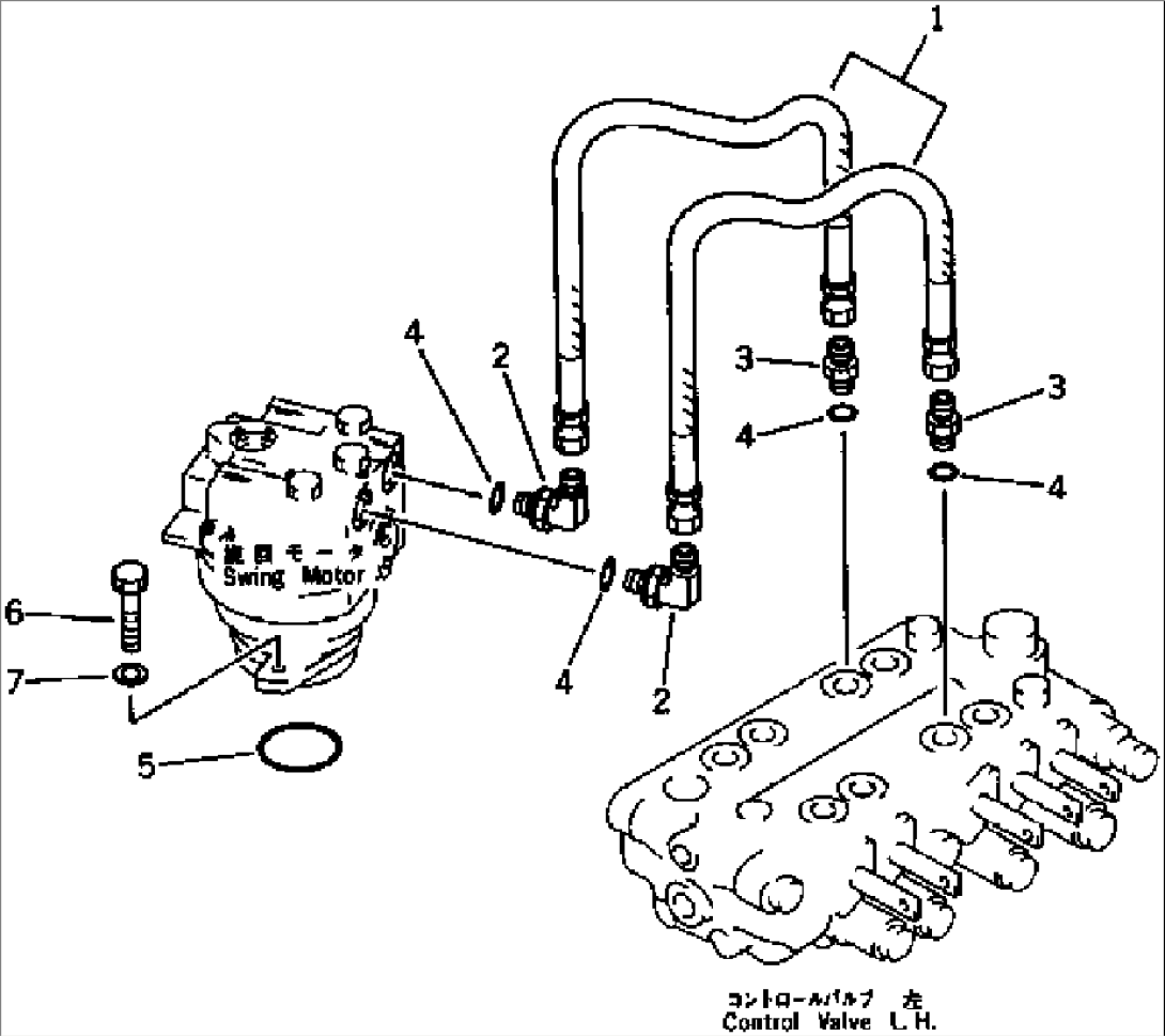 HYDRAULIC PIPING (CONTROL VALVE TO/FROM SWING MOTOR)