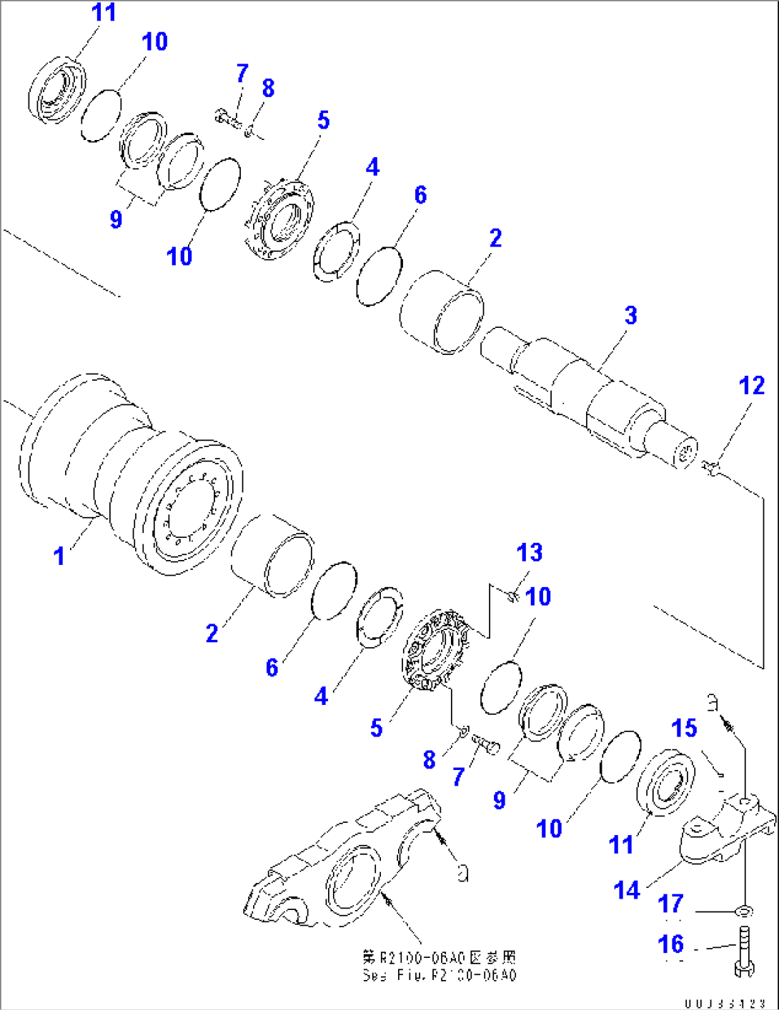 TRACK FRAME (L.H.) (SINGLE FLANGE TRACK ROLLER) (COLD WEATHER SPEC.) (7 ROLLER)