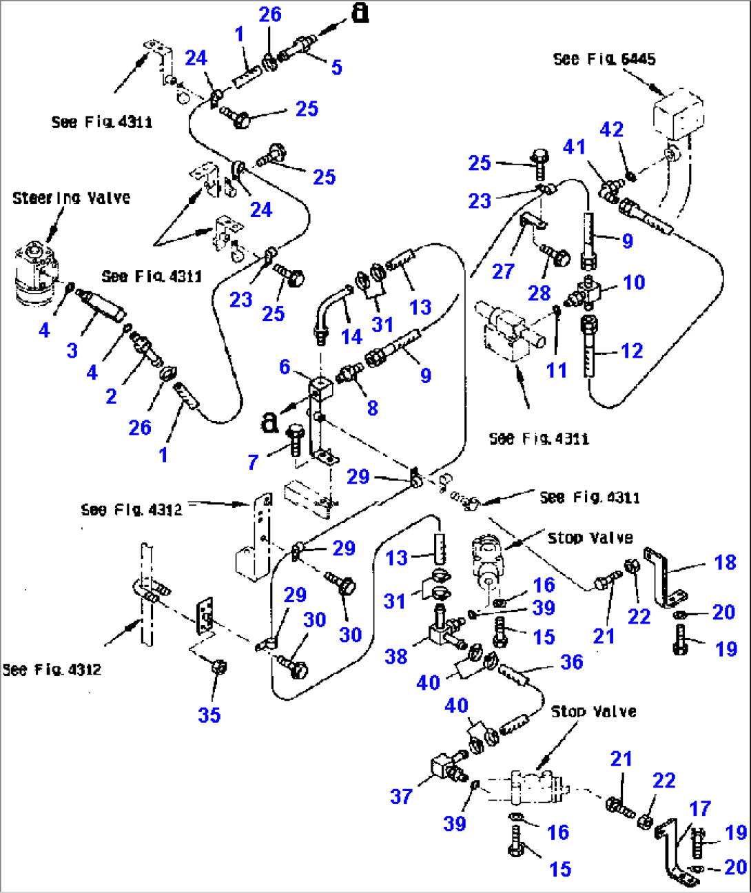 FIG NO. 4313 STEERING OIL PIPING (FOR JOYSTICK STEERING) (3/5) (DRAIN LINE)