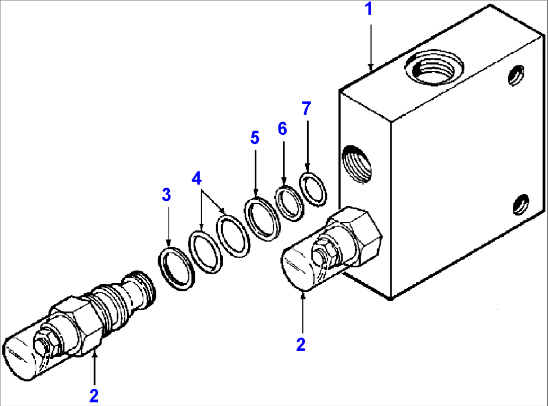 FIG. H5180-02A22 DUAL COUNTERBALANCE VALVE - ARTICULATION, DRAWBAR SHIFT, LEANING WHEEL, BLADE SHIFT, BLADE TILT AND PLOW ANGLE