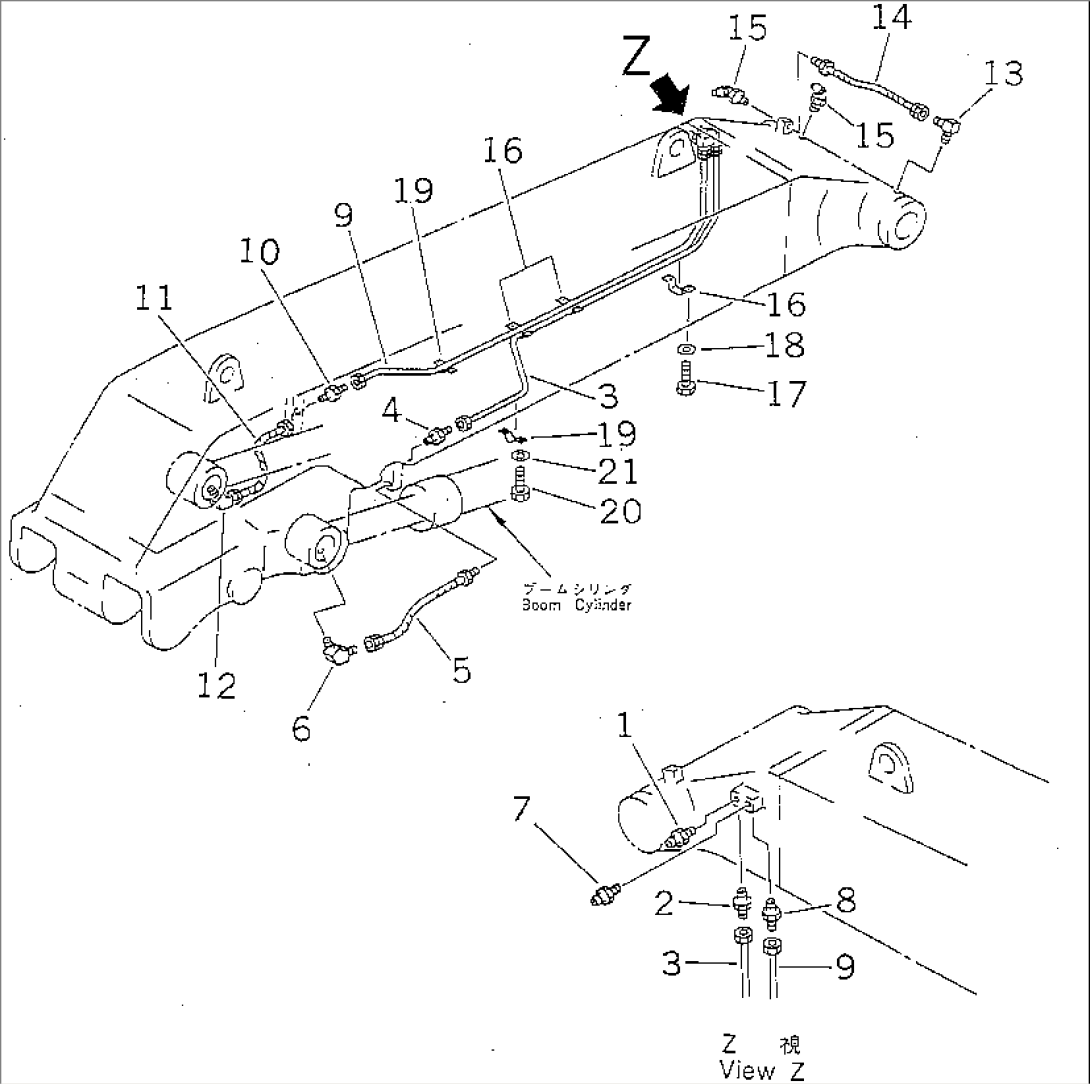 BOOM (LUBRICATING LINE) (LOADER)
