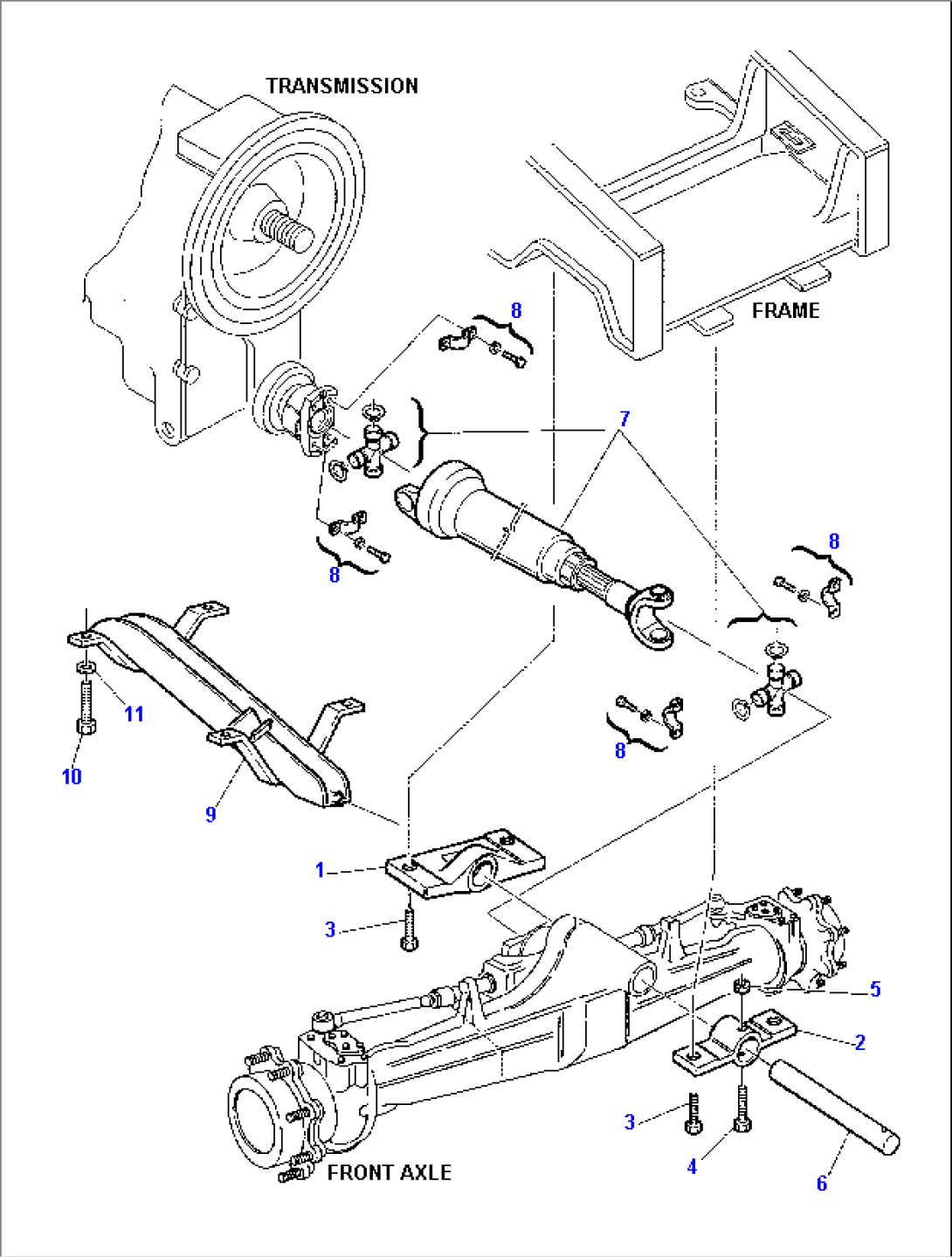 FRONT PROPELLER SHAFT AND FRONT AXLE FIXING