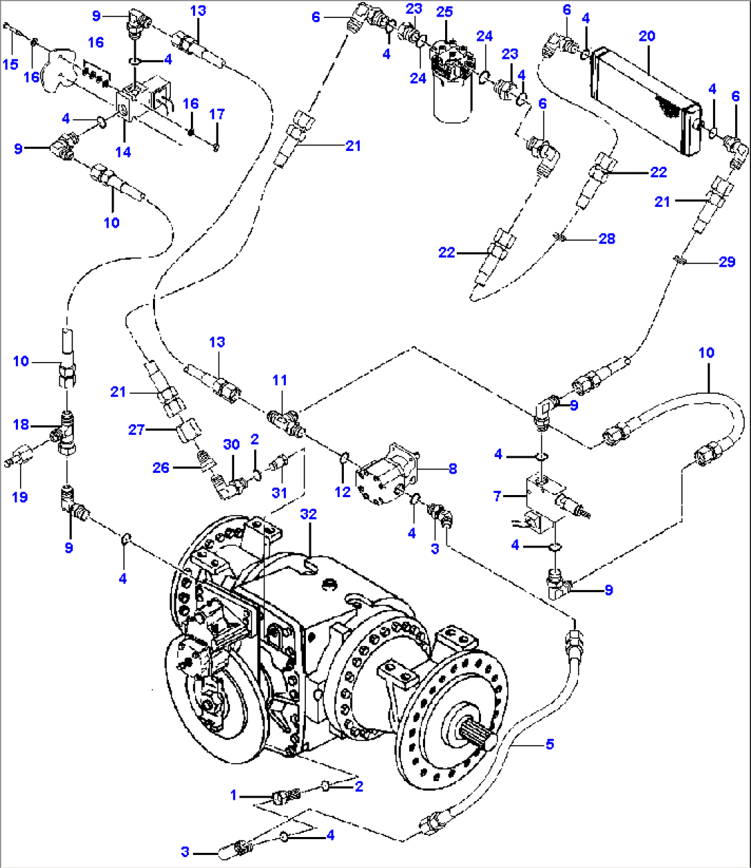 FIG. H5110-01A25 LOCK/UNLOCK DIFFERENTIAL HYDRAULIC SYSTEM - S/N 202724 AND UP