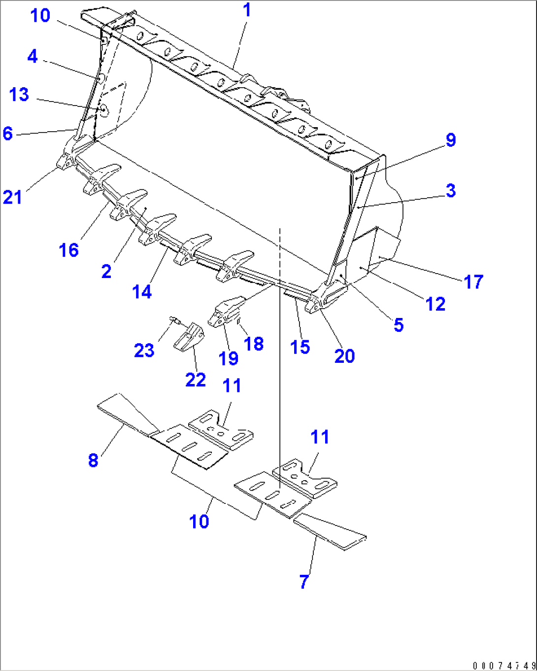 SPADE NOSE BUCKET¤ 8.0M3 (WITH TOOTH) (WITH TIRE GUARD)(#51075-)