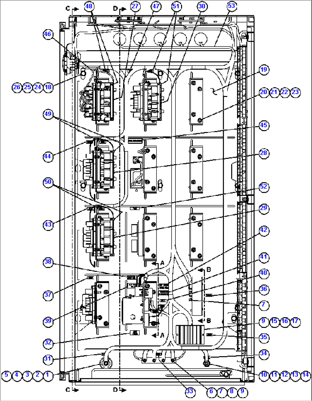 AUXILIARY CONTROL CABINET COMPONENTS - LEFT WALL