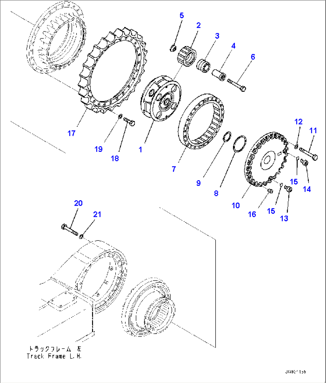 Track Frame, 3rd Carrier and Sprocket, L.H. (#70001-)