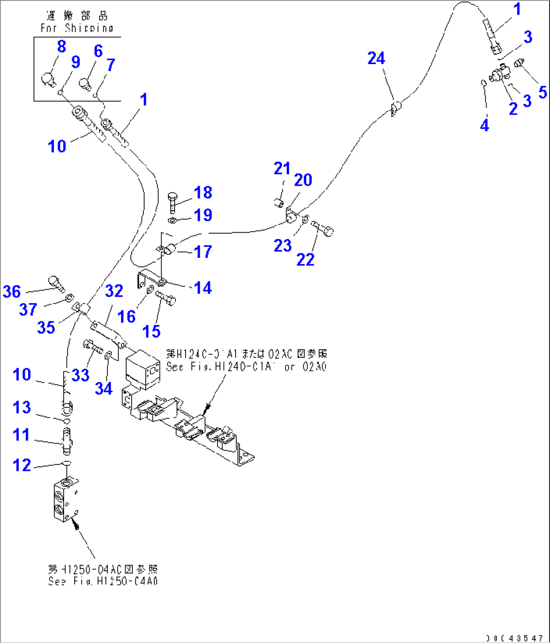 BURST VALVE (PIPING AND CLAMP) (FOR ARM CYLINDER)