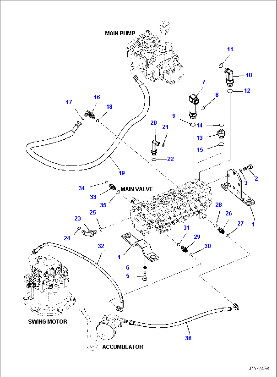 MAIN CONTROL VALVE, CONNECTING PARTS (1/3)