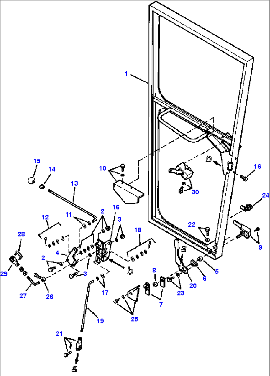 FIG. K5190-01A1 L.H. DOOR - LOW PROFILE CAB - S/N 203887 AND UP