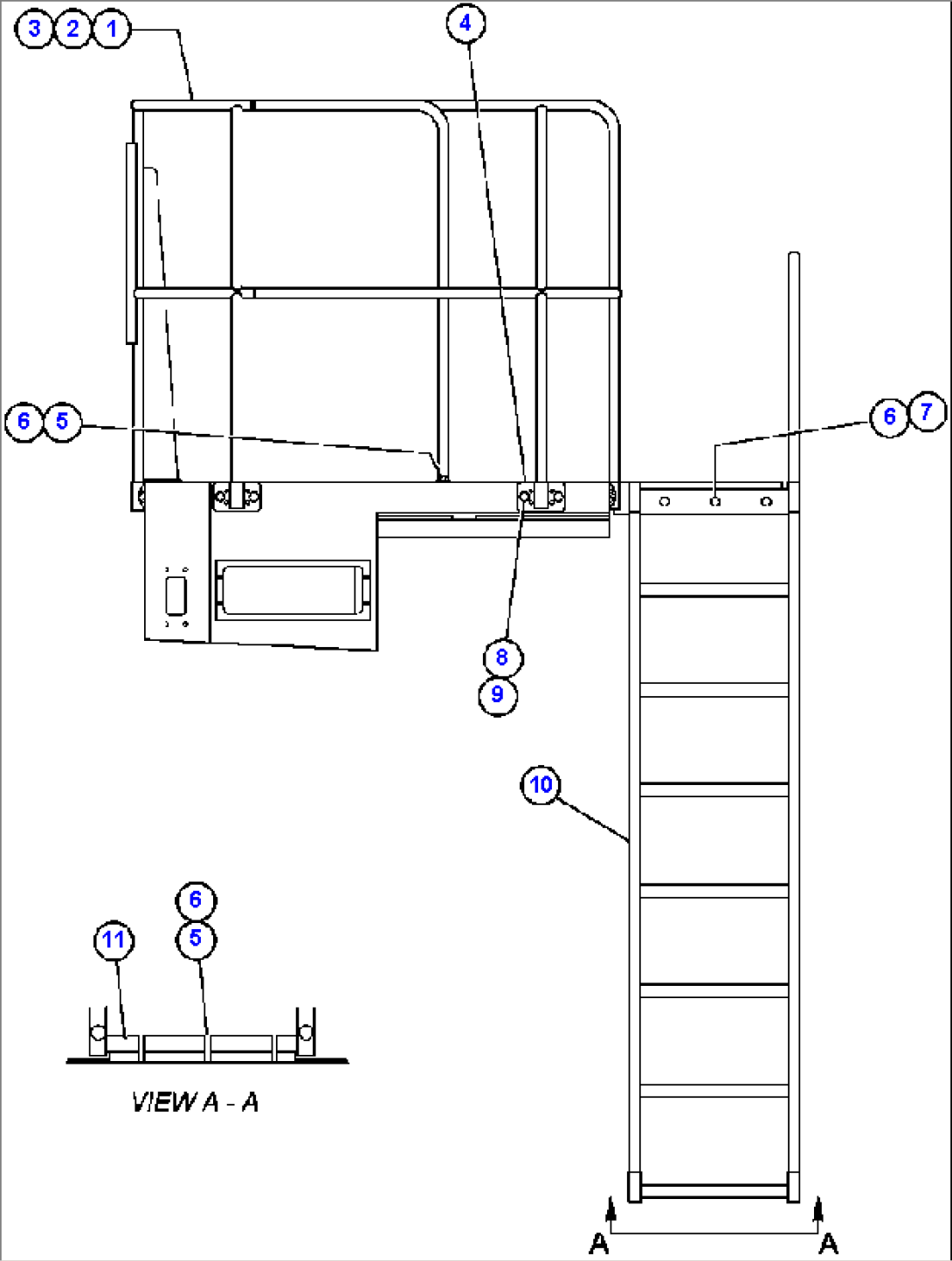 R.H. HANDRAILS AND LADDER