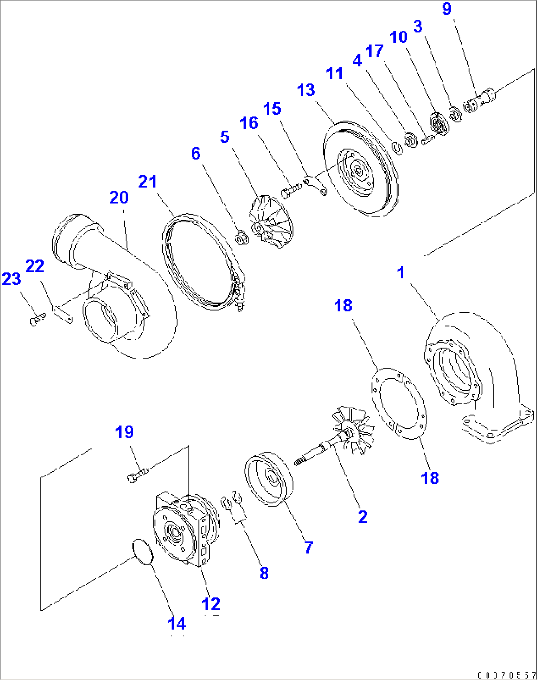 TURBOCHARGER (KTR110G-CD3E) (INNER PARTS)(#20655-)