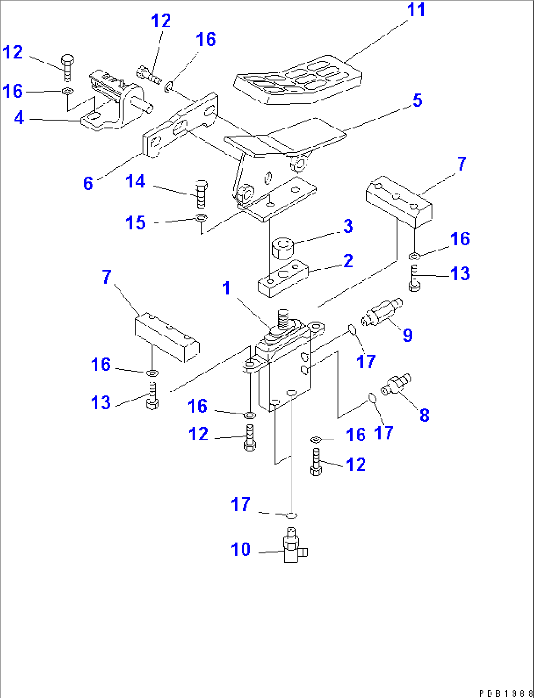 FLOOR FRAME (ATTACHMENT CONTROL PEDAL) (1 ACTUATOR)(#30980-)