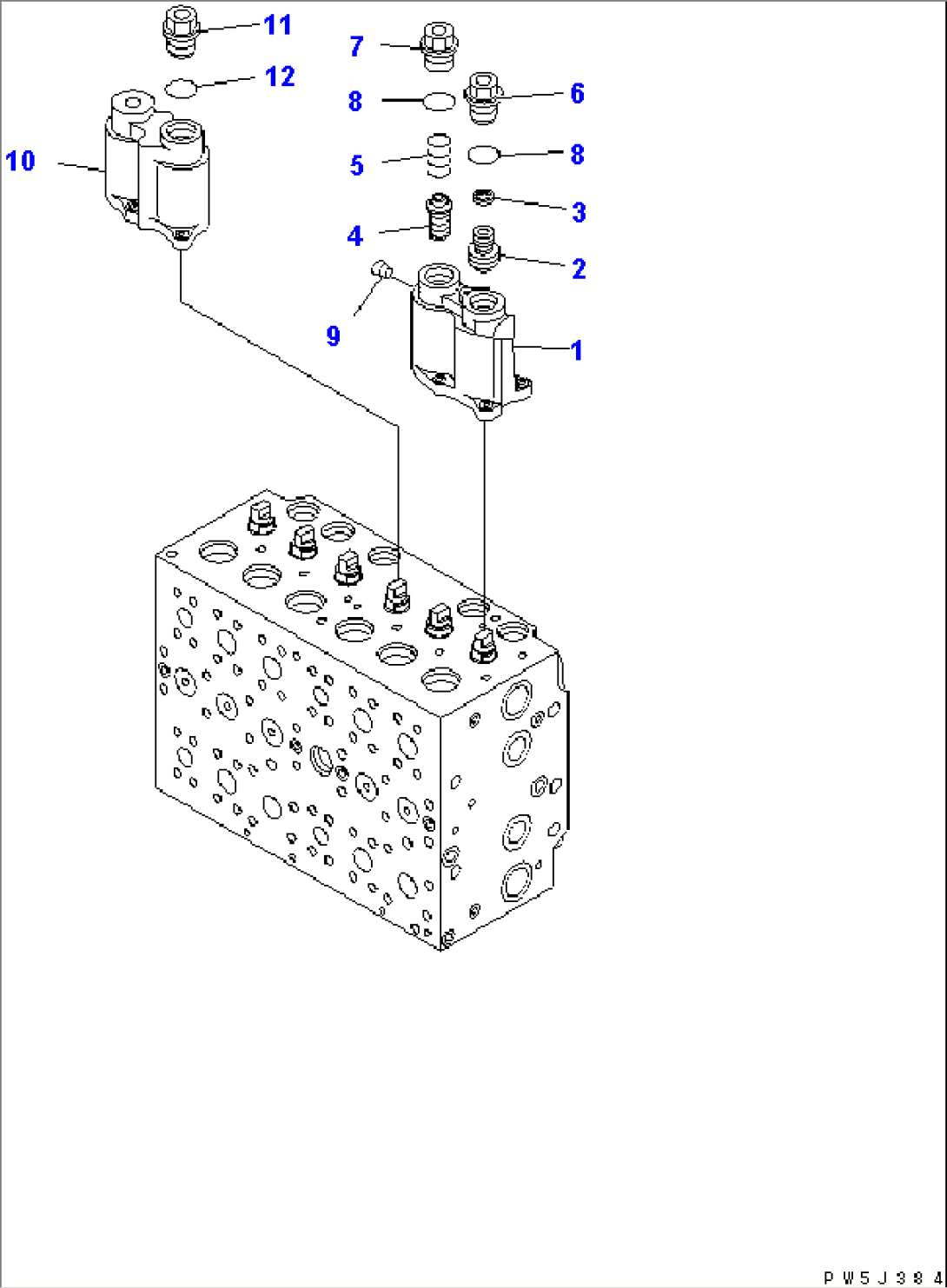 MAIN VALVE (9-SPOOL) (3/22) (FOR TWO-PIECE BOOM)