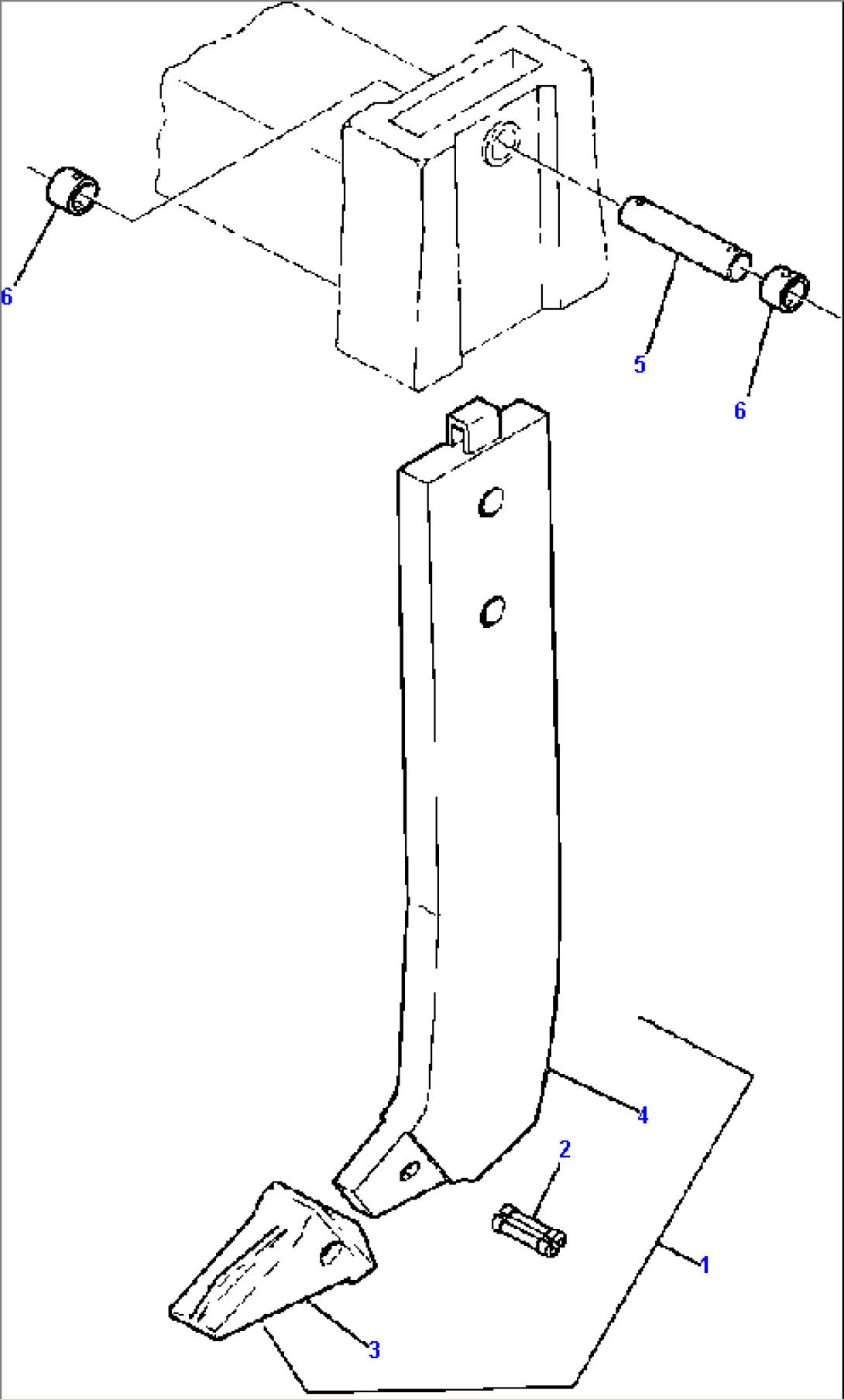 RIPPER SHANK FOR MACHINES WITH STANDARD GAUGE TRACKS