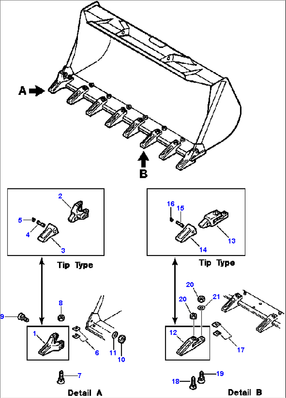 BOLT-ON BUCKET TEETH KOMATSU