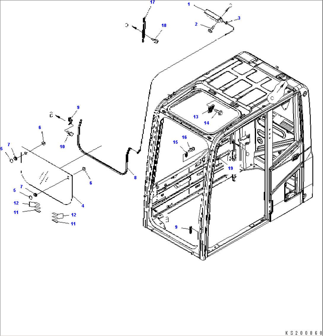FLOOR FRAME (OPERATOR´S CAB) (FRONT LOWER WINDOW)