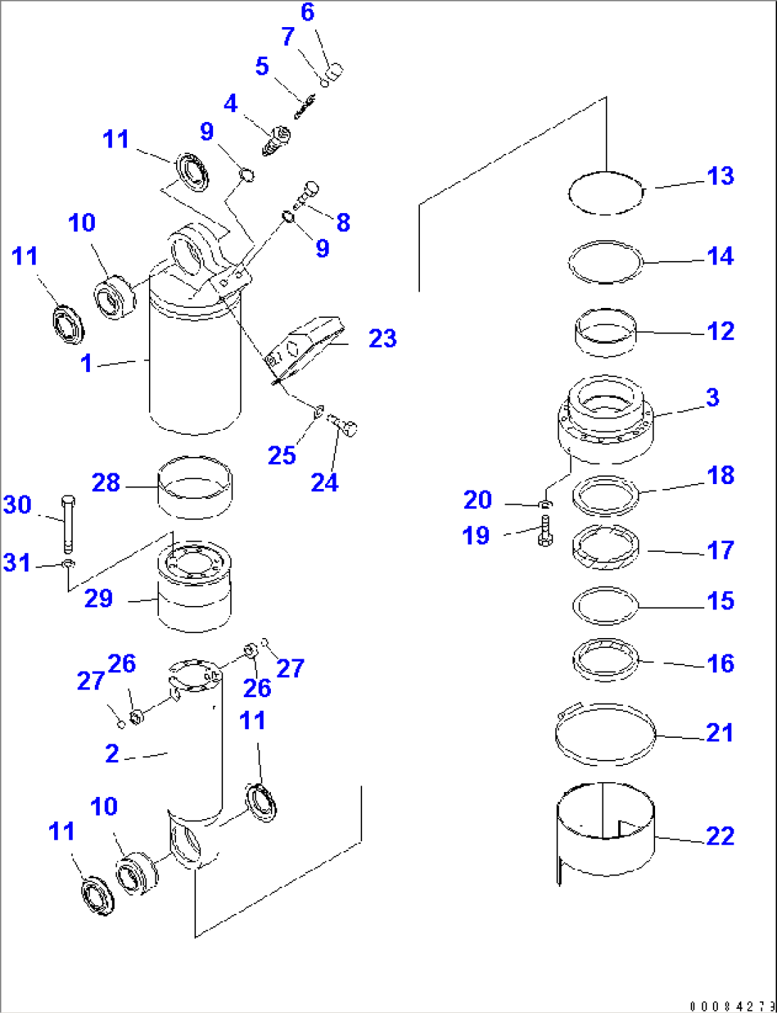FRONT SUSPENSION CYLINDER (L.H.) (PAYLOAD METER)(#2001-)