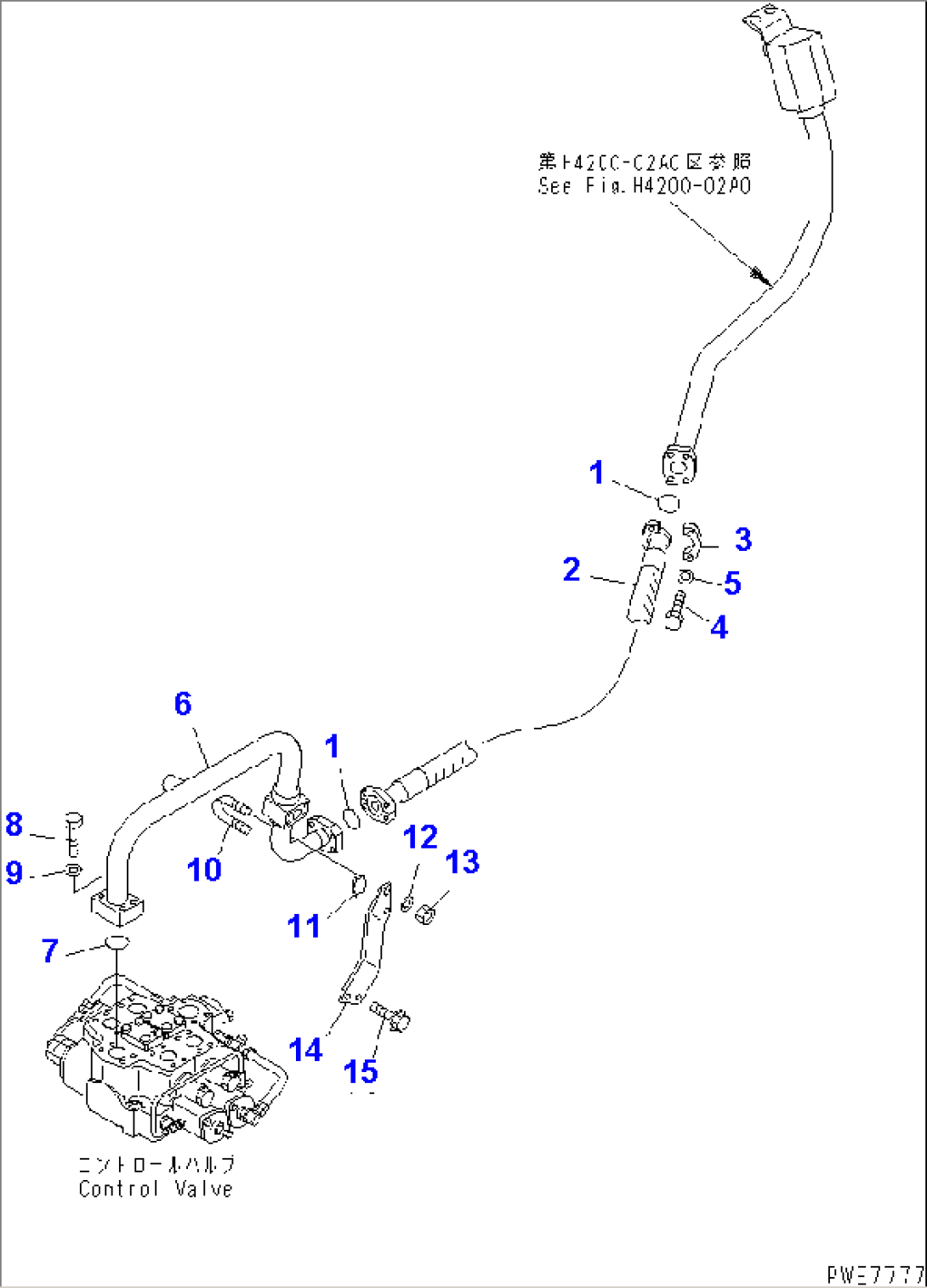 HYDRAULIC LINE (DELIVERY LINE¤ FOR CONTROL VALVE¤ 2/2) (WITH E.C.S.S.)(#50001-50254)