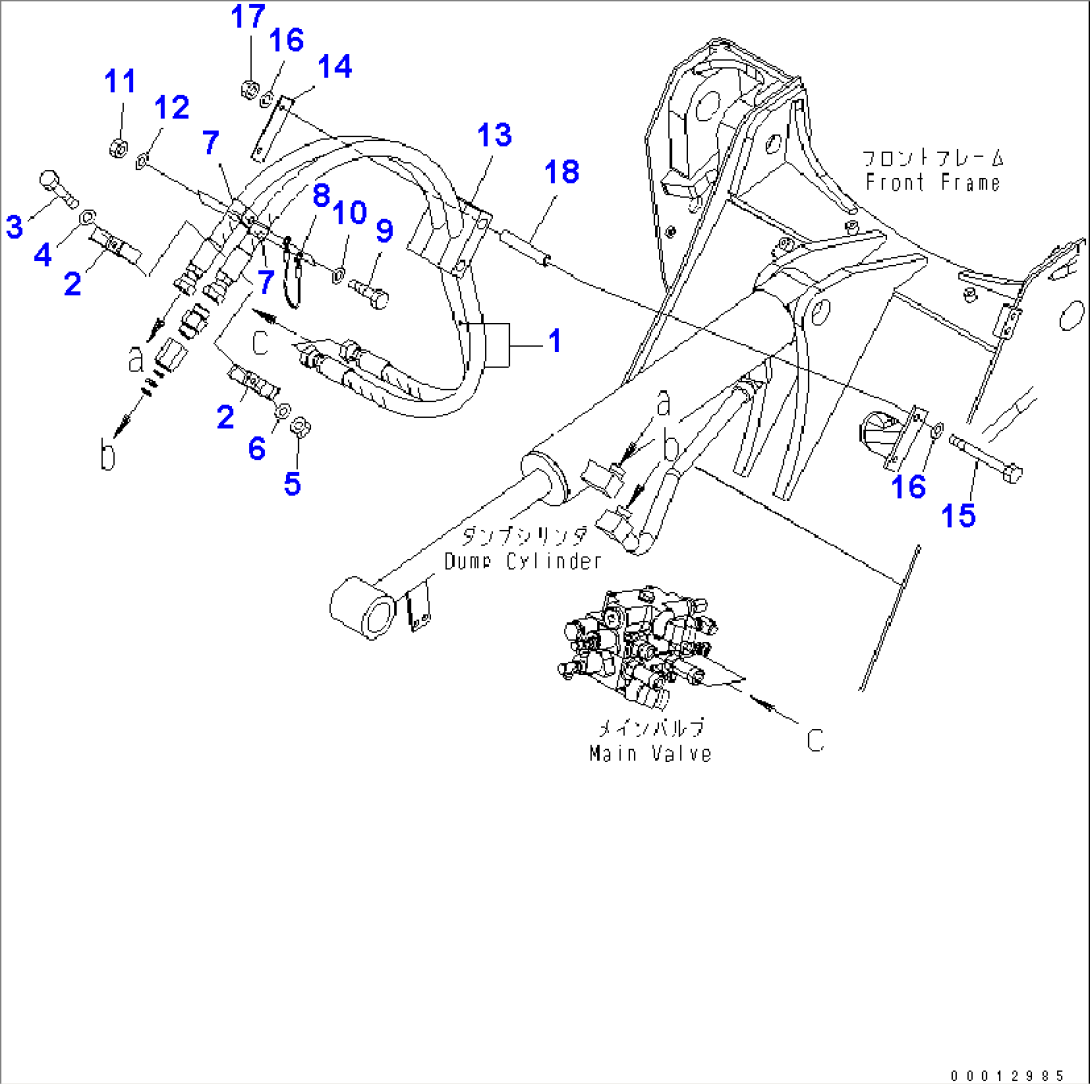 HYDRAULIC PIPING (DUMP CYLINDER PIPING)