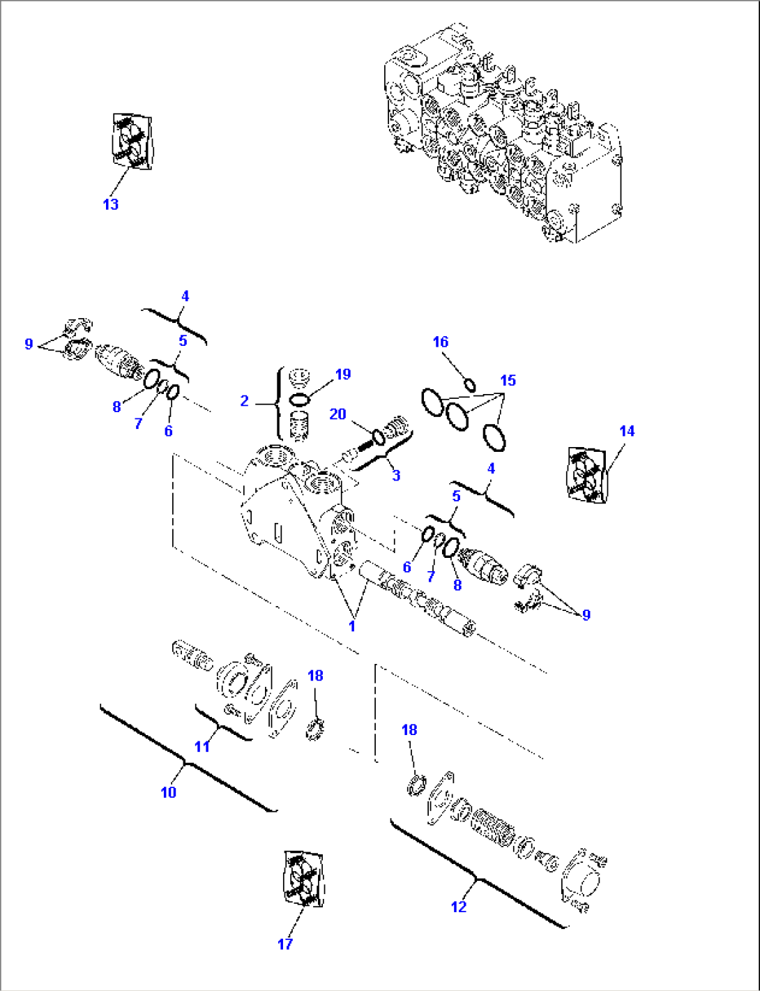 BACKHOE CONTROL VALVE (6-SPOOLS) (6/7)