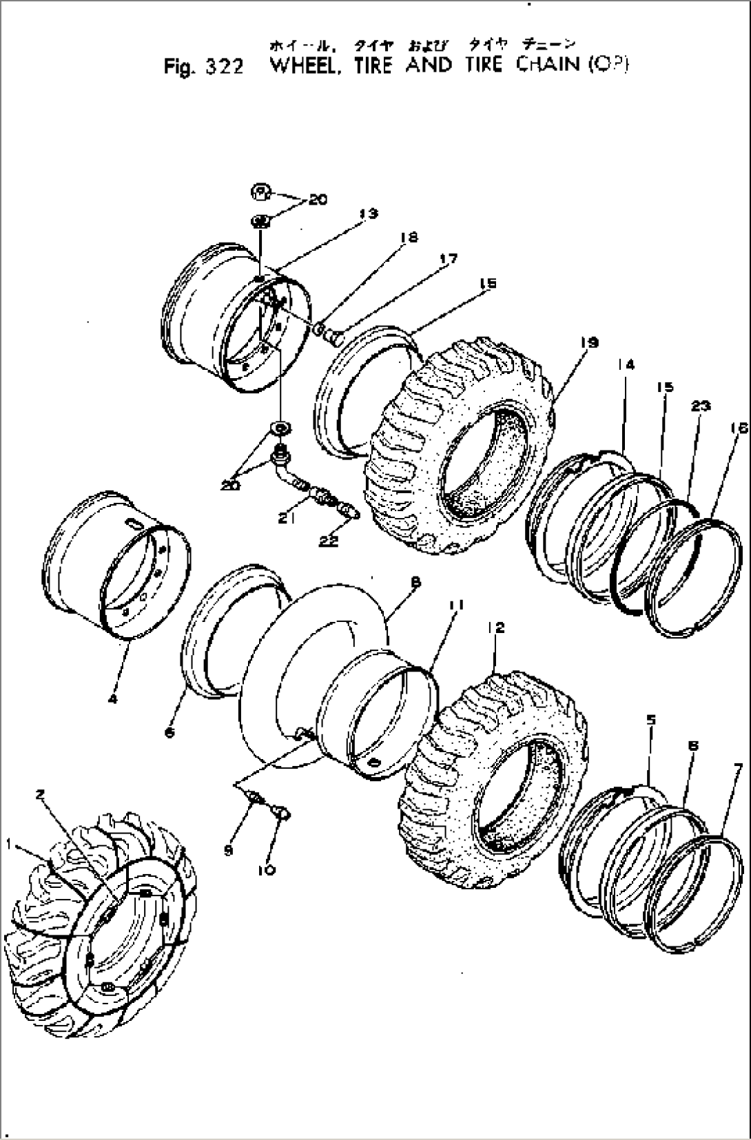 WHEEL¤ TIRE AND TIRE CHAIN (OP)