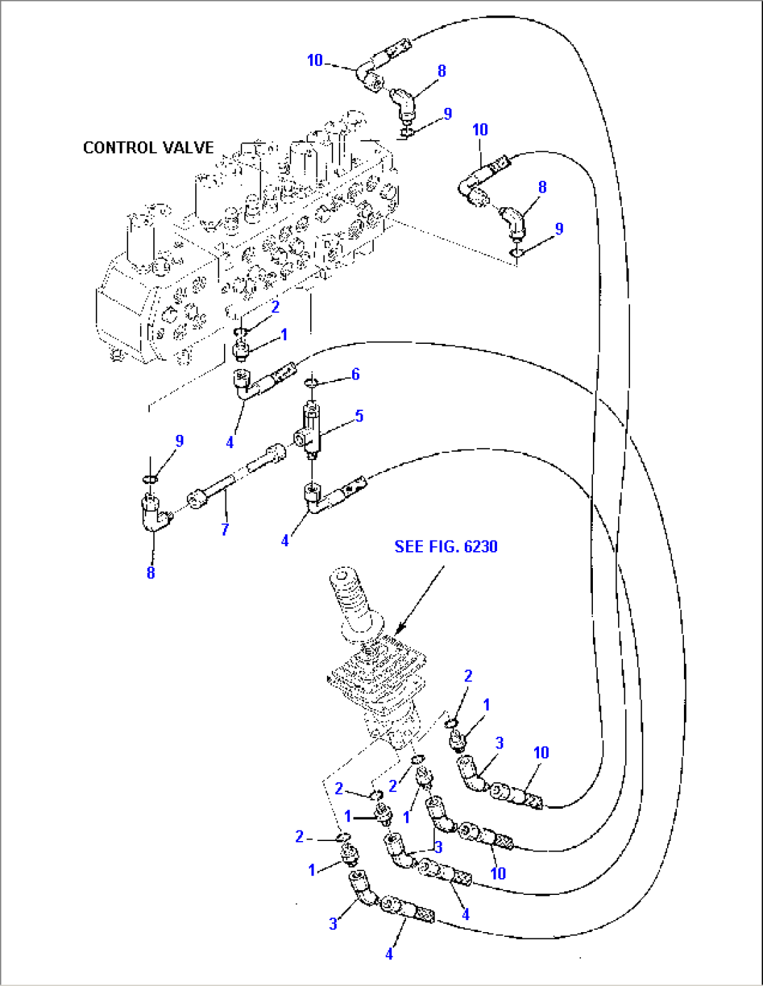 HYDRAULIC PIPING (BOOM AND BUCKET VALVE LINE) (2/2)