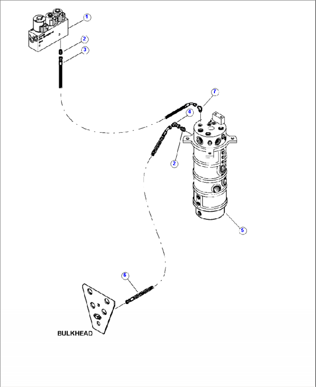 P1002-01A0 TRACK DRIVE PIPING PILOT PRESSURE MANIFOLD TO ROTARY MANIFOLD TO BULKHEAD