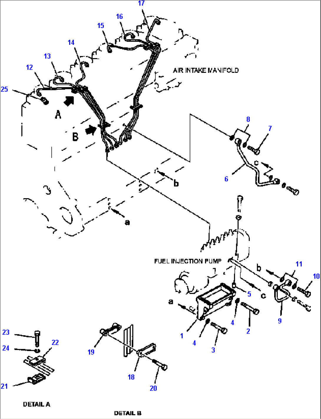 FIG. A4030-A3E5 FUEL INJECTION PUMP PIPING