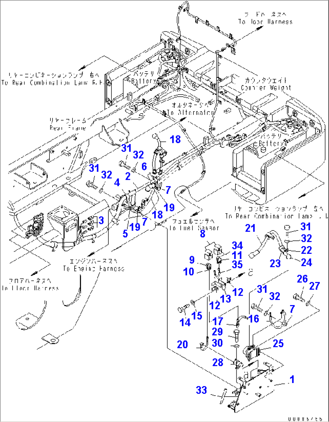 REAR HARNESS (FOR 90A ALTERNATOR)(#70384-)