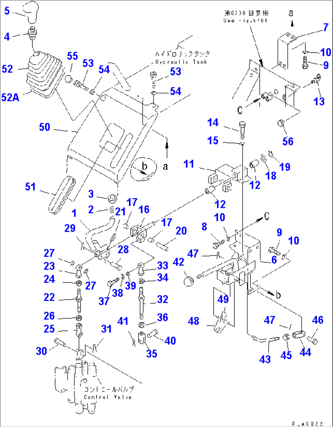 WORK EQUIPMENT CONTROL LEVER (1/2) (WITH STEEL CAB) (FOR SINGLE LEVER)