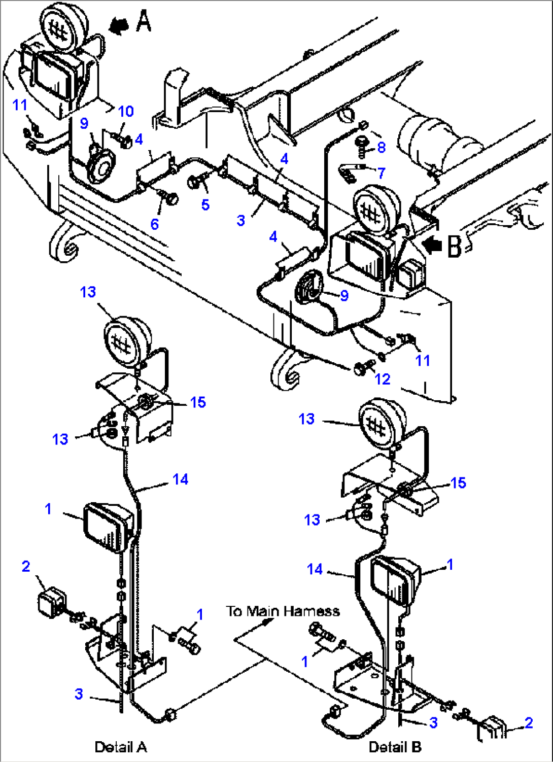 FIG. M3410-03A1 HEAD LAMP AND ELECTRICAL HARNESS WITH FOG LAMP