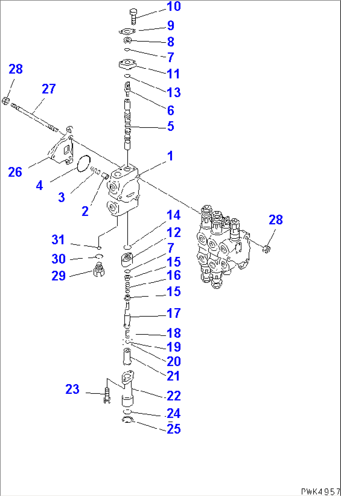 3-SPOOL CONTROL VALVE (2/2) (WITH PRESSURE PICK-UP LINE)