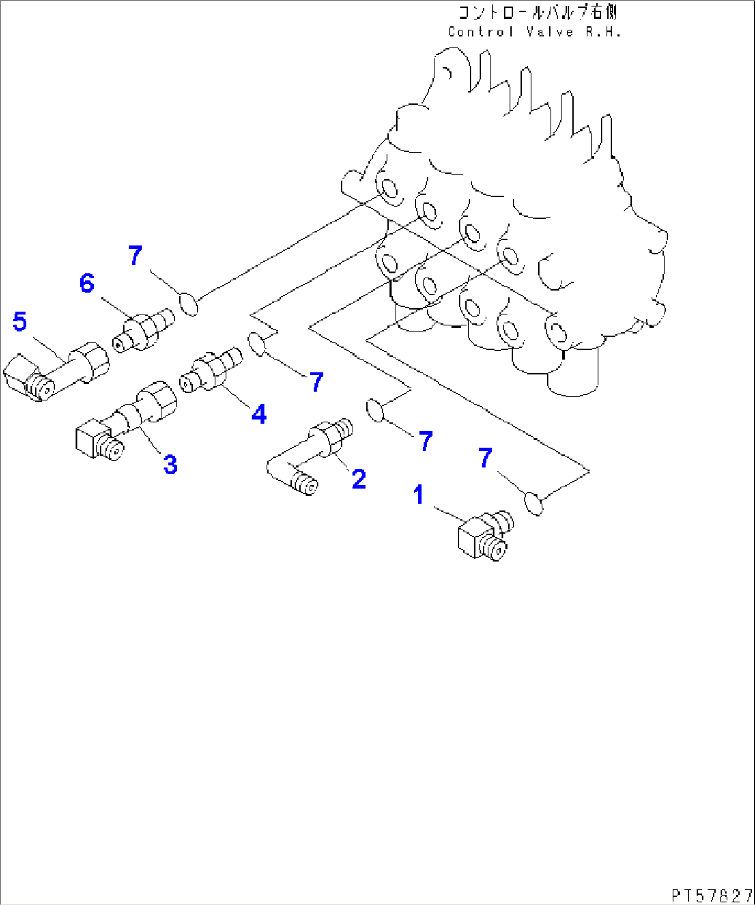 HYDRAULIC PIPING (CONTROL VALVE CONNECTING PARTS¤ R.H.) (WITH FRONT BLADE)