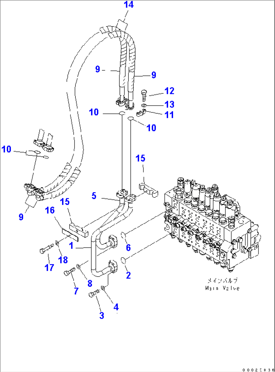 ATTACHMENT LINE (CLAMSHELL) (REVOLVING FRAME SIDE) (FOR 1-PIECE BOOM)