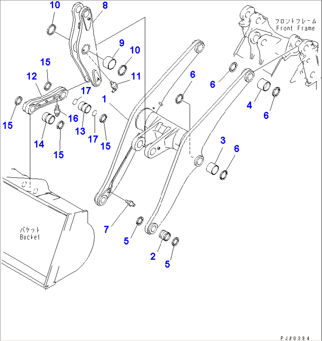 LIFT ARM AND BELLCRANK (WITH AUTO GREASE SYSTEM)