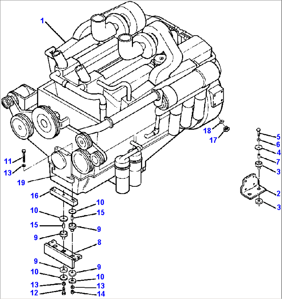 ENGINE AND MOUNTING S/N 7002, 7004 AND UP
